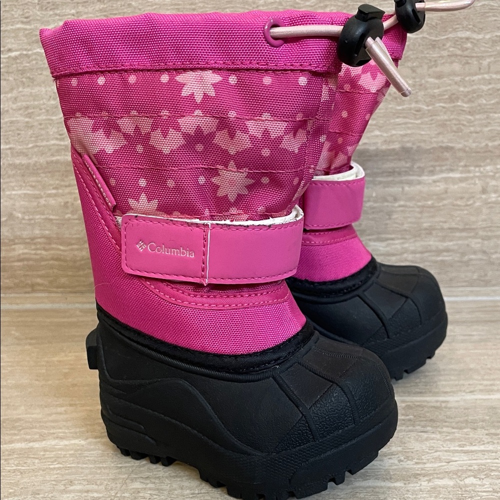 COLUMBIA UEC Girls' Pink Snow Boots Waterproof Black Rubber Sole Size 4